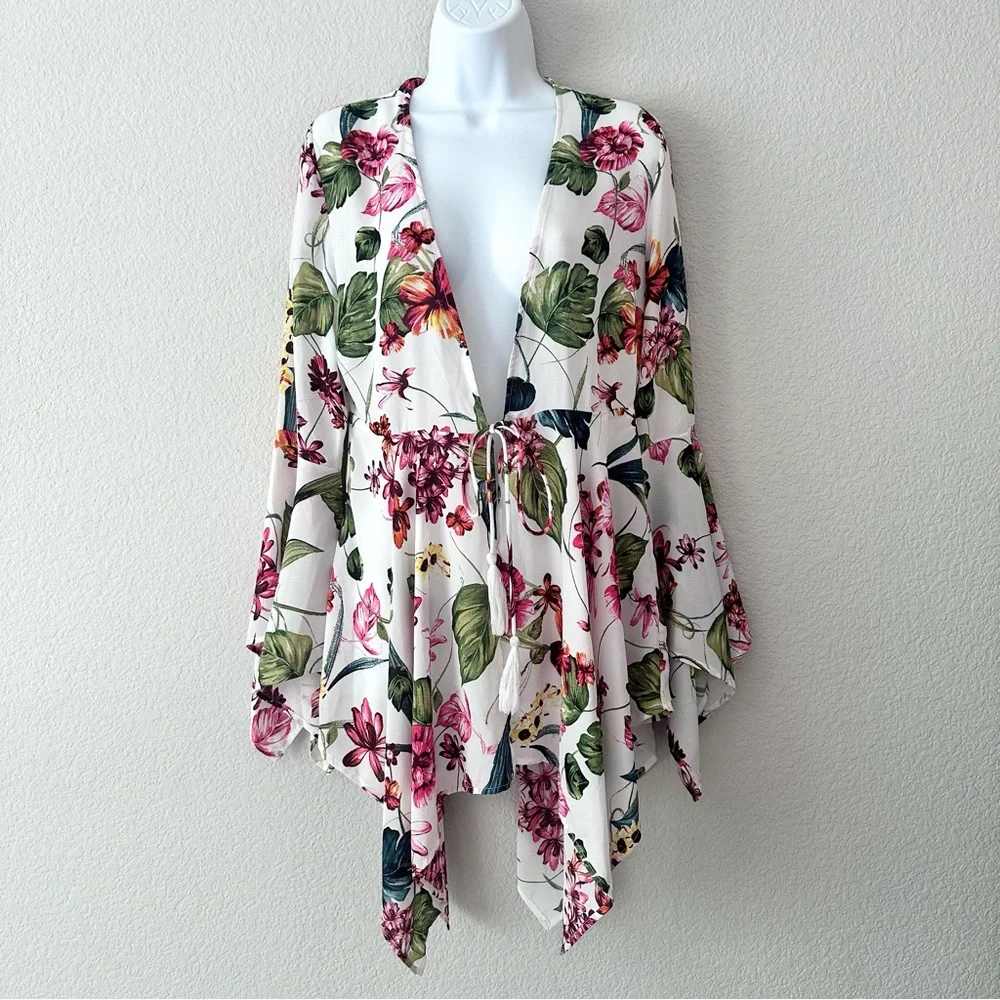 Tropical Bell Sleeve Kimono Top - Picture 7 of 8